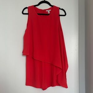 Bar III Bold Coral Asymmetrical Romper